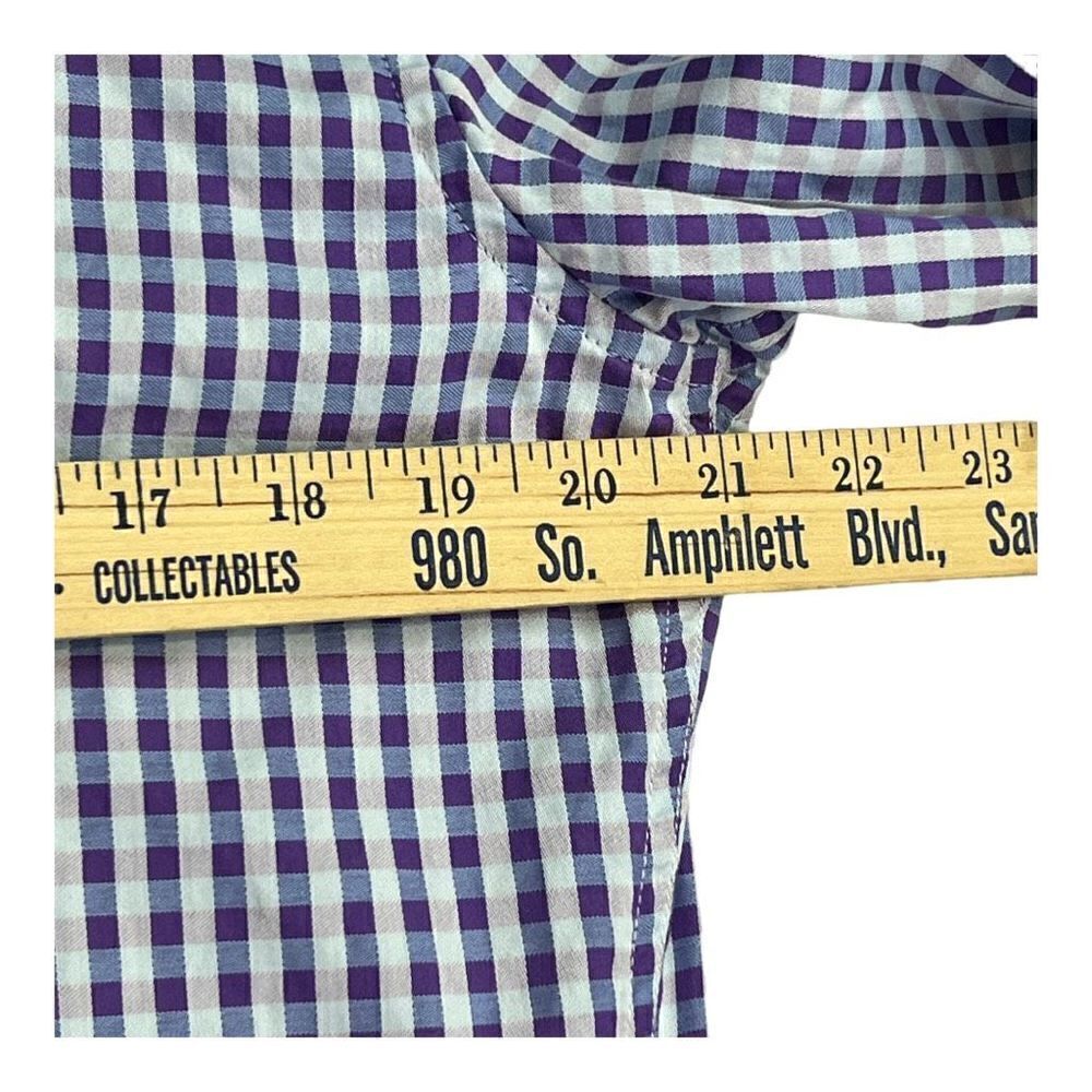 Robert Graham Men's Plaid Check Classic Fit Button-Up Shirt Purple White Medium - Picture 5 of 10